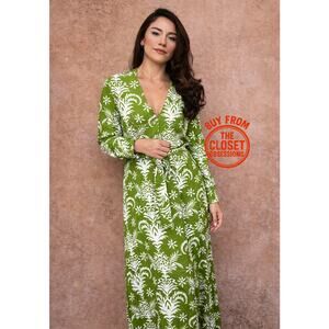 ZARA Blogger Fave – Green Printed Long / Maxi Dress – NWT – Size S